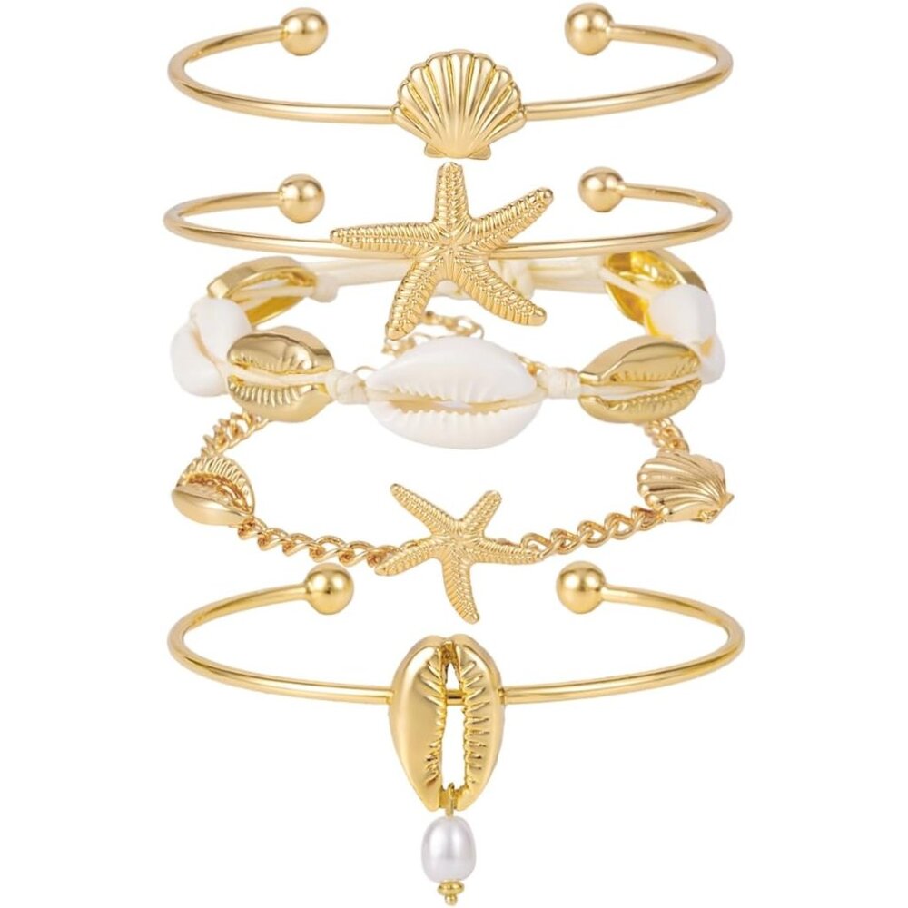 Shell Bracelet Seashell Boho Beaded Stretch Bracelets for Women Summer Beach Bra